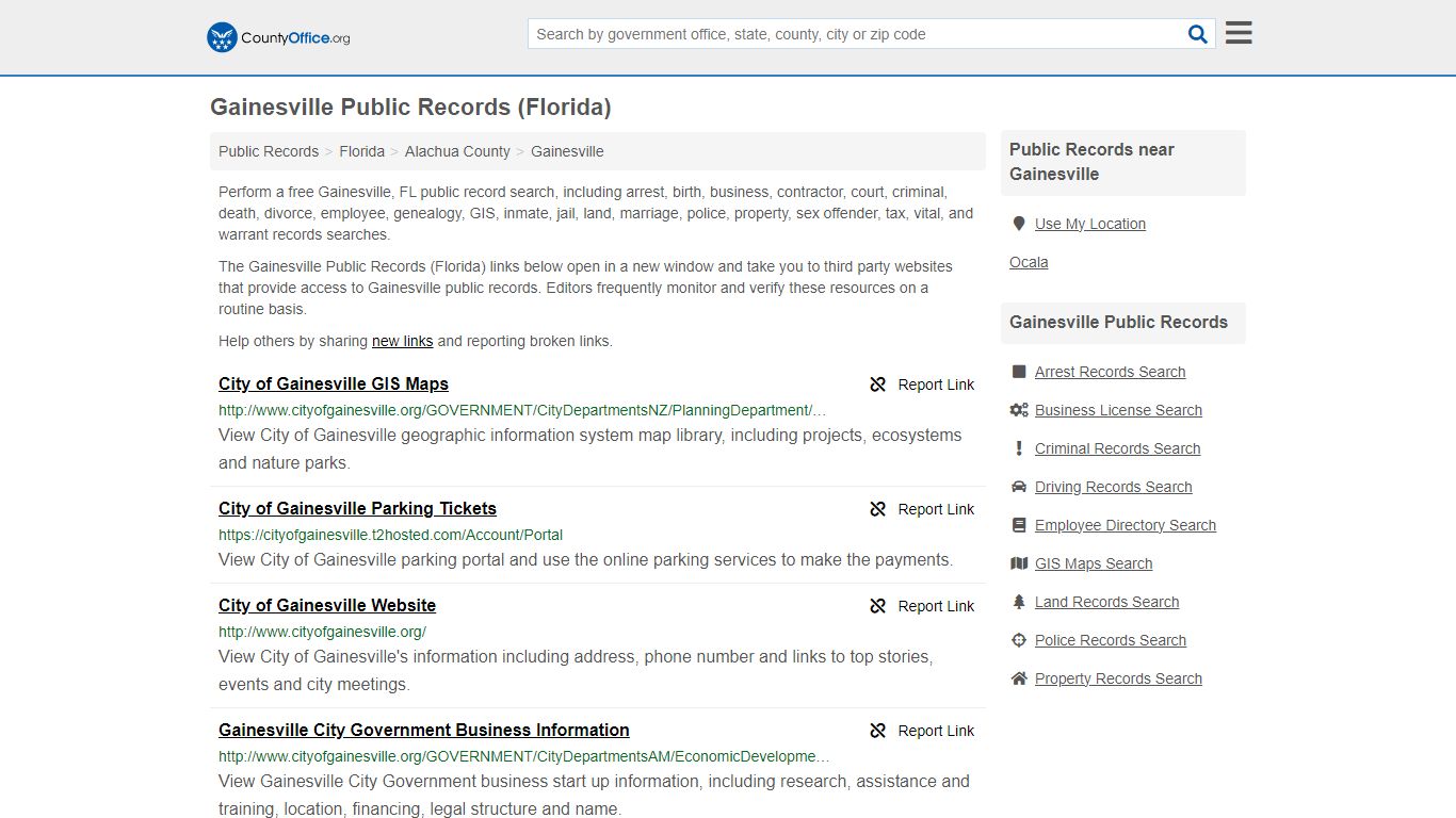 Public Records - Gainesville, FL (Business, Criminal, GIS, Property ...