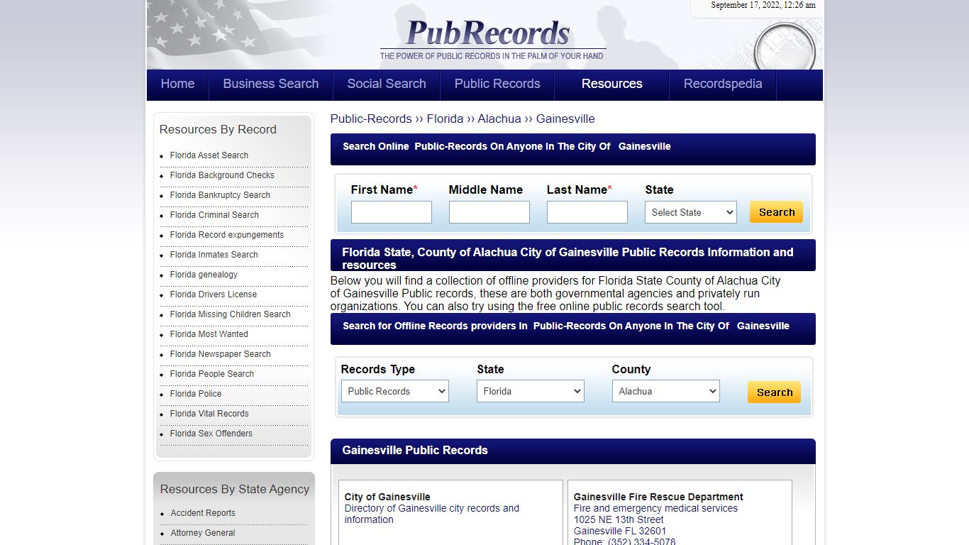 Gainesville, Alachua County, Florida Public Records