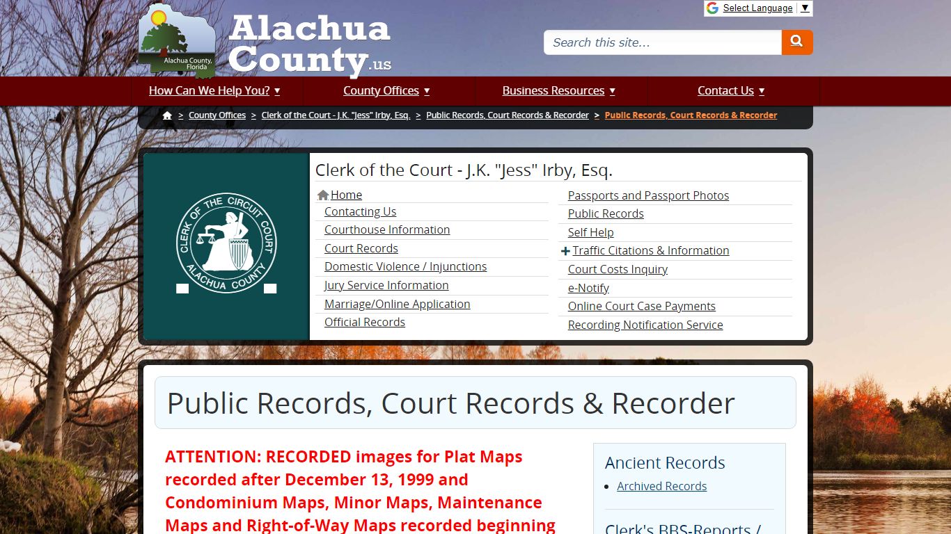 Public Records, Court Records & Recorder - Alachua County, Florida