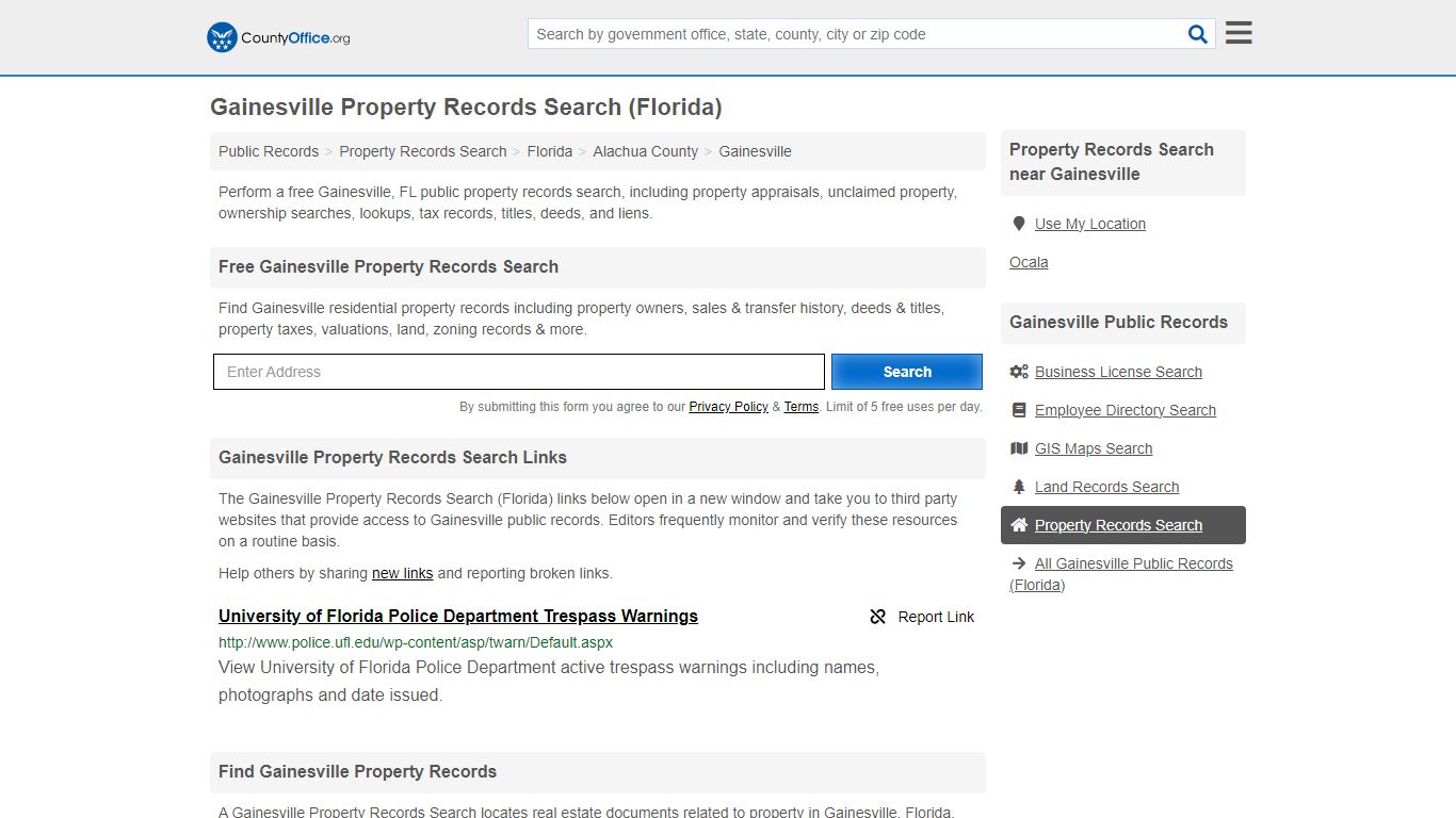 Gainesville Property Records Search (Florida) - County Office